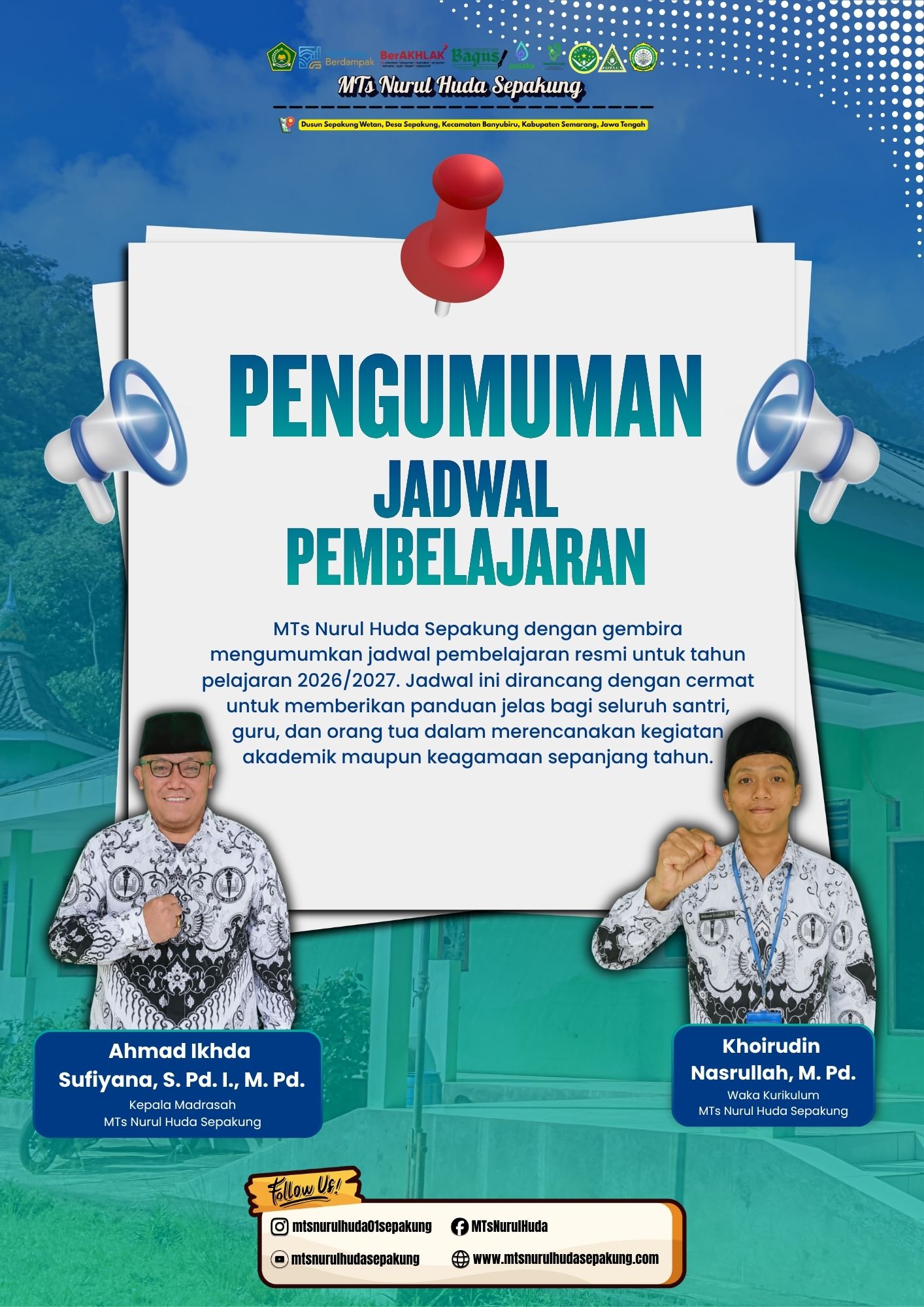 Pengumuman Jadwal Pembelajaran Semester Ganjil MTs Nurul Huda Sepakung Tahun 2026/2027